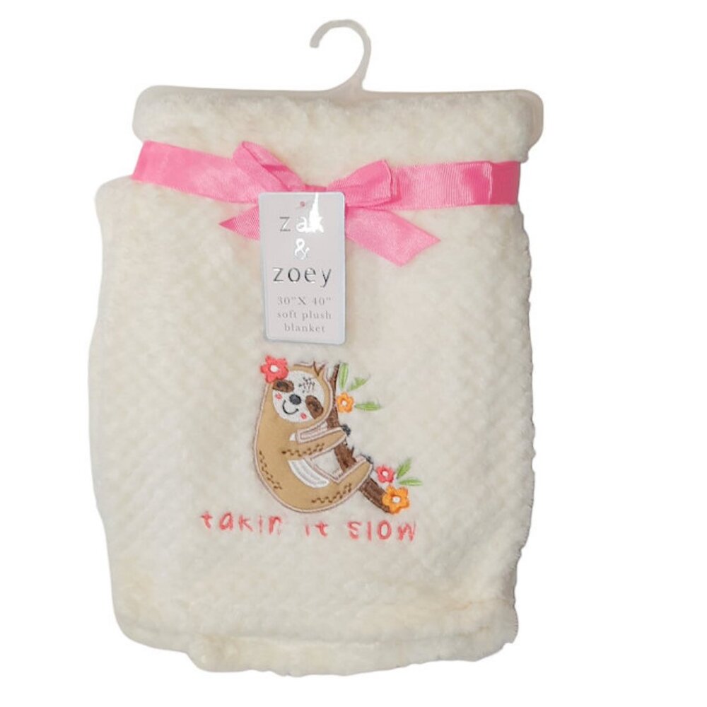 Zak & Zoey Sloth Takin' It Slow Waffle Lovey Security Baby Blanket 30" X 40"